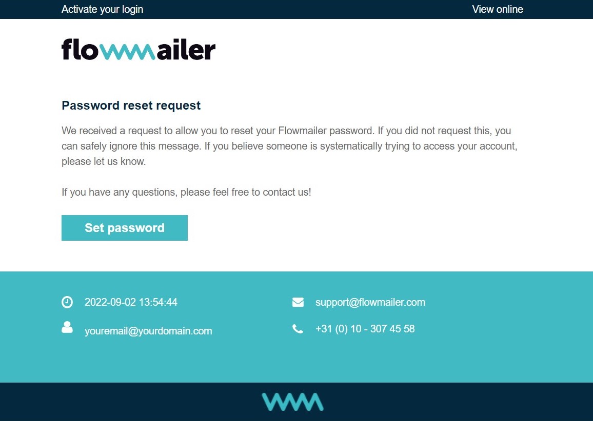 example of a password reset email